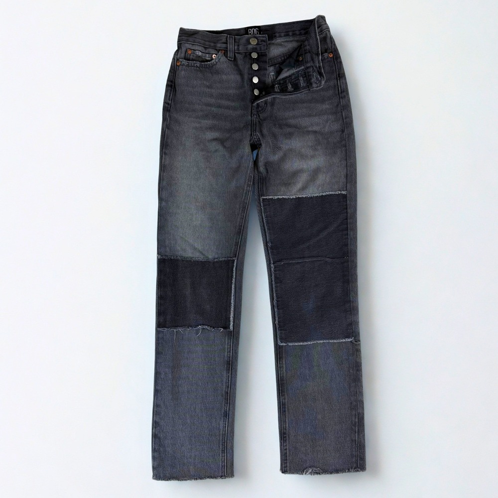 BDG Urban Outfitters Patchwork Jeans‎ Womens 25 Gray Wash Slim Straight Mid Rise